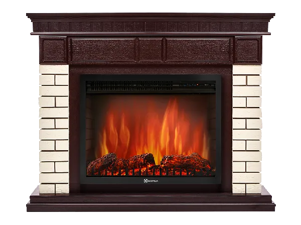 Портал Firelight Bricks 25U (угловой) камень бежевый, шпон темный дуб
