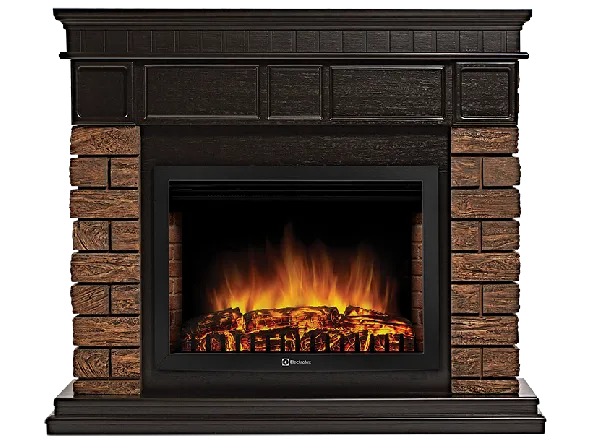 Портал Firelight Bricks Wood 25 (камень темный/шпон венге)