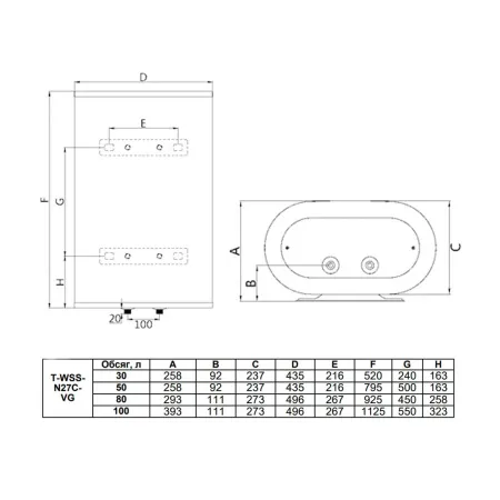 Накопительный  водонагреватель Timberk Gra N27C T-WSS30-N27С-VG30