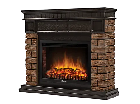 Портал Firelight Bricks Wood 25 (камень темный/шпон венге)