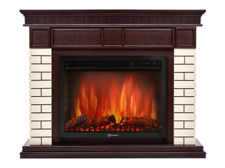 Портал Firelight Bricks 25U (угловой) камень бежевый, шпон темный дуб