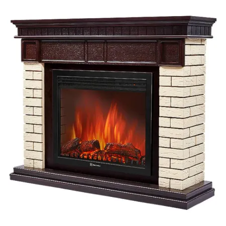 Портал Firelight Bricks 25 (камень бежевый/шпон темный дуб)