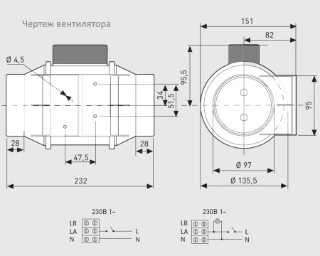 Осевой вентилятор Soler&Palau TD-160/100 N Silent [5211318000]